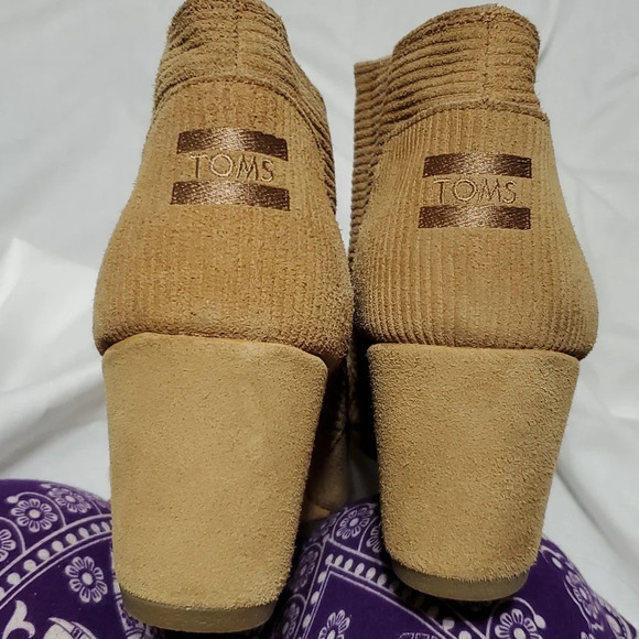 Toms textured suede tan wedge heeled booties - Picture 5 of 9